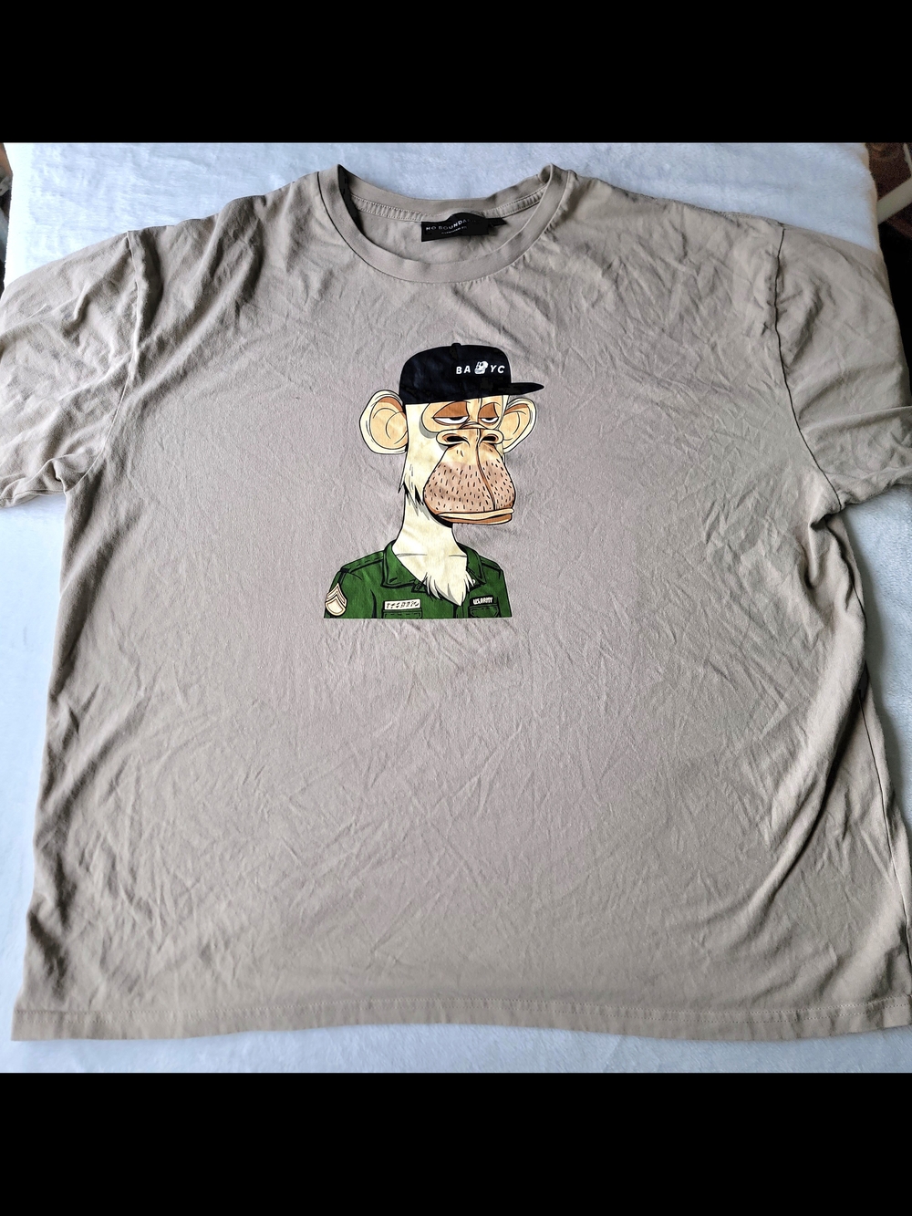 No Boundaries Beige Short Sleeve Tee with Ape Graphic